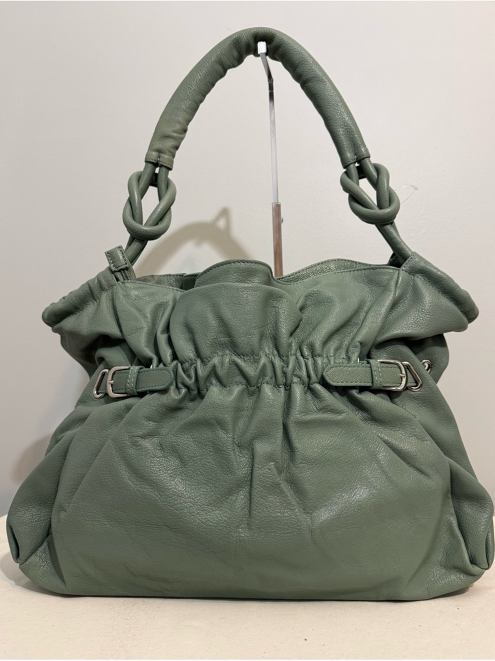 Barr + Barr NY Leather Shoulder Tote Bag Seafoam Green